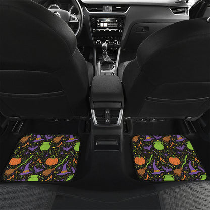 Halloween Wizard Pattern Print Front and Back Car Floor Mats