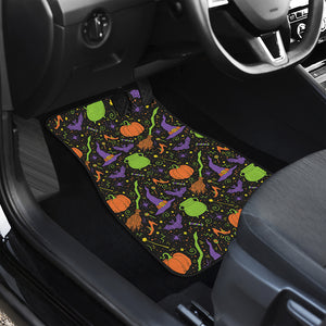 Halloween Wizard Pattern Print Front and Back Car Floor Mats