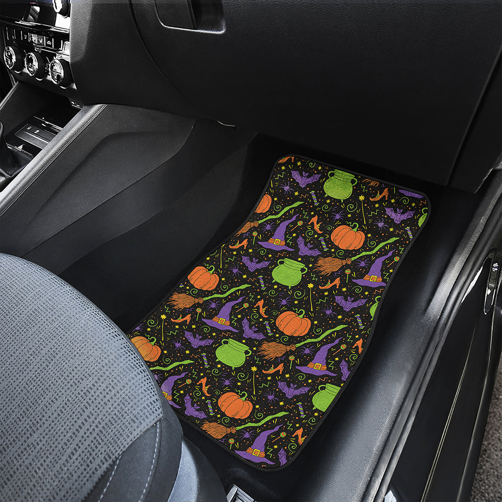 Halloween Wizard Pattern Print Front and Back Car Floor Mats