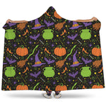 Halloween Wizard Pattern Print Hooded Blanket
