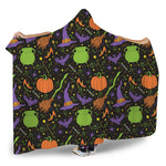 Halloween Wizard Pattern Print Hooded Blanket