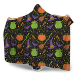 Halloween Wizard Pattern Print Hooded Blanket
