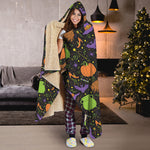 Halloween Wizard Pattern Print Hooded Blanket