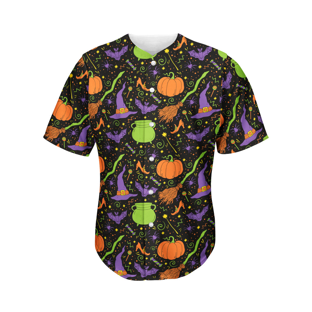 Halloween Wizard Pattern Print Men's Baseball Jersey