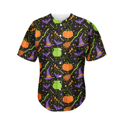 Halloween Wizard Pattern Print Men's Baseball Jersey