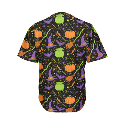 Halloween Wizard Pattern Print Men's Baseball Jersey