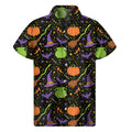 Halloween Wizard Pattern Print Men's Short Sleeve Shirt
