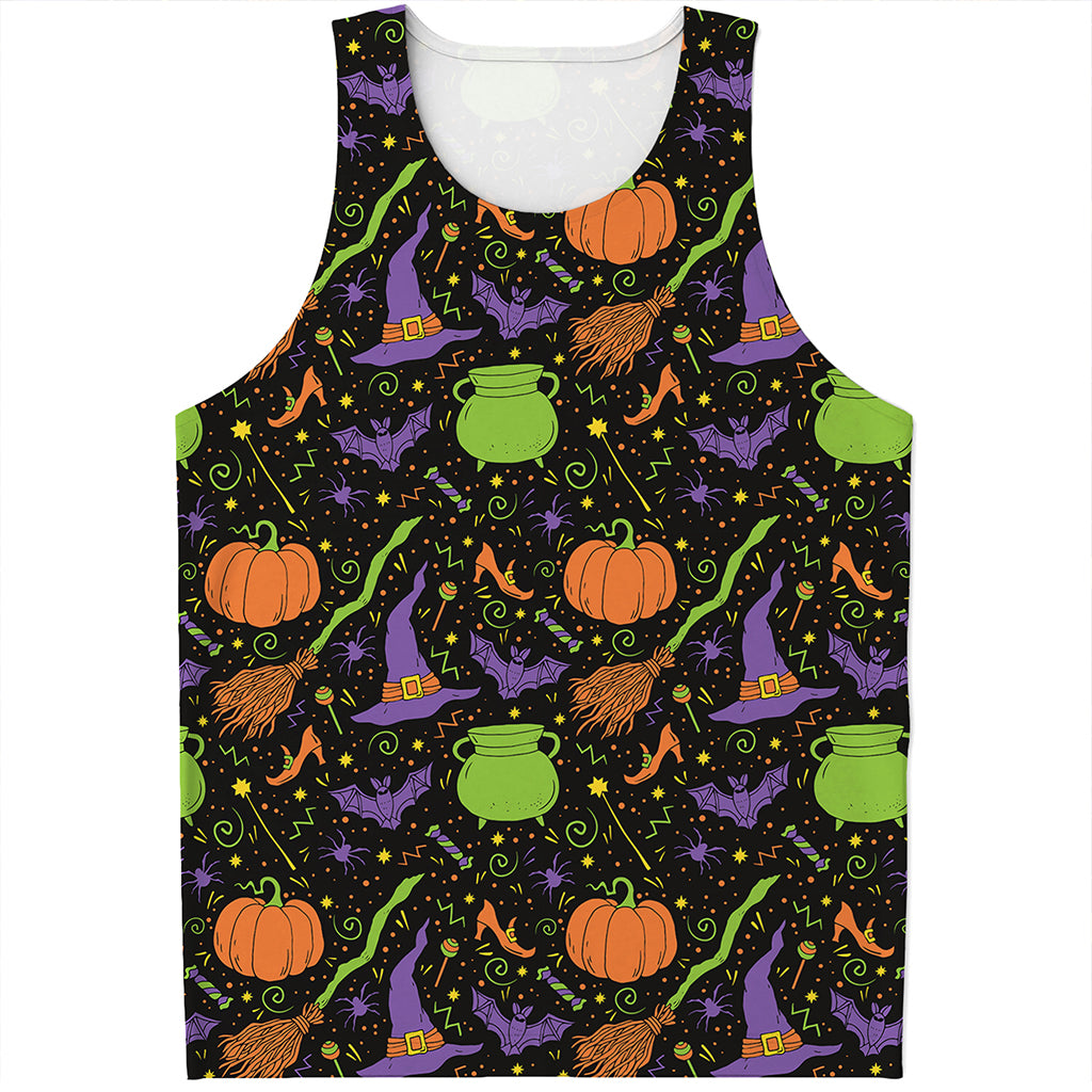 Halloween Wizard Pattern Print Men's Tank Top
