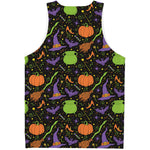 Halloween Wizard Pattern Print Men's Tank Top
