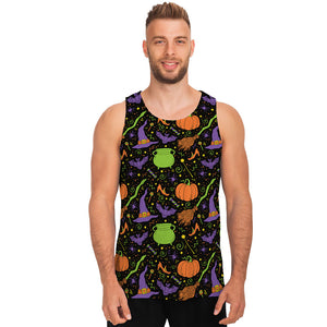 Halloween Wizard Pattern Print Men's Tank Top