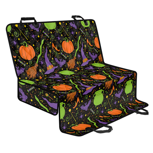 Halloween Wizard Pattern Print Pet Car Back Seat Cover