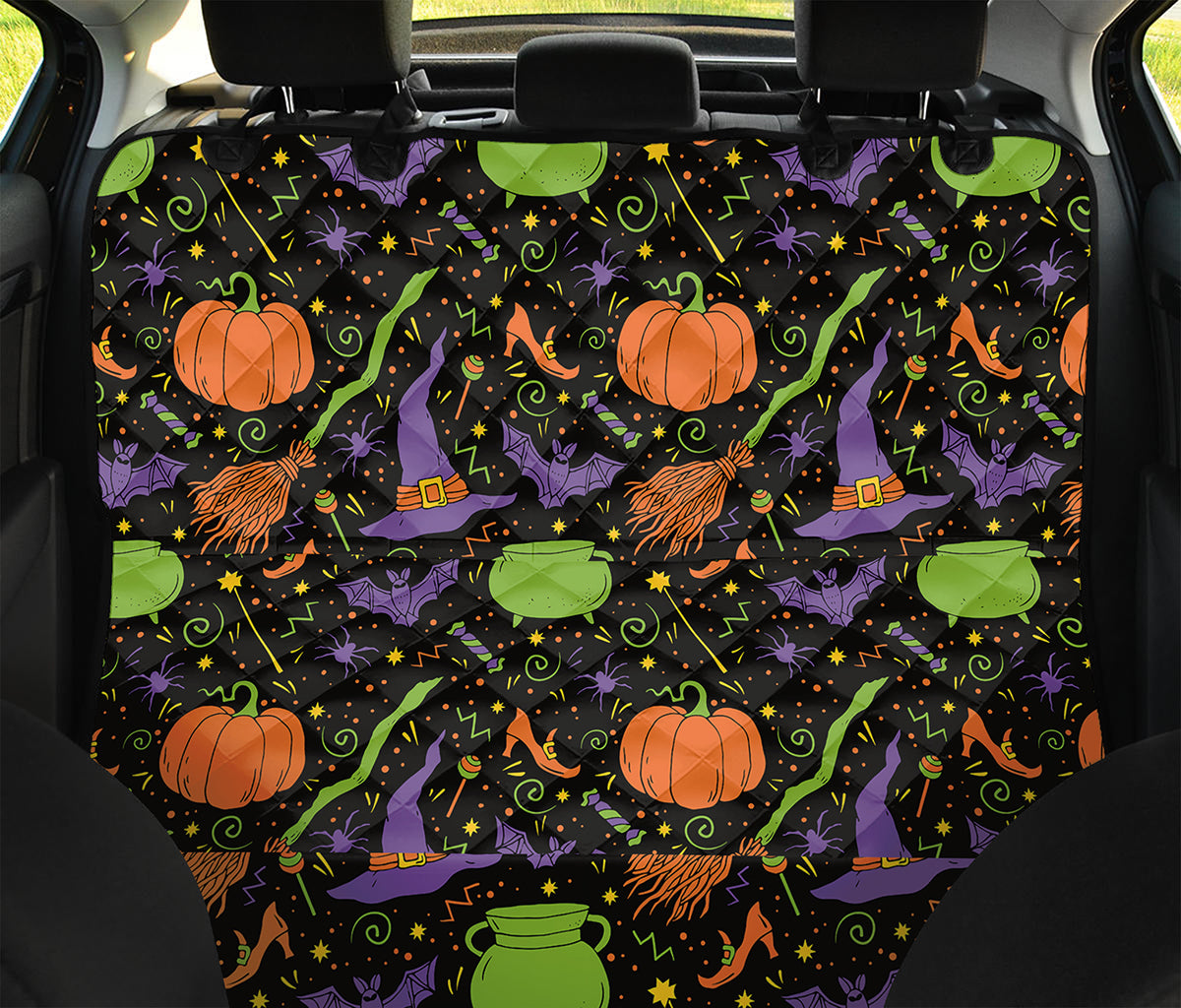 Halloween Wizard Pattern Print Pet Car Back Seat Cover
