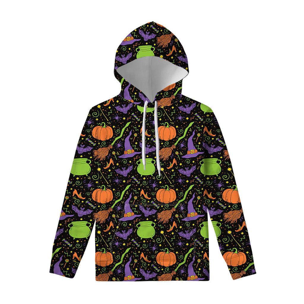 Halloween Wizard Pattern Print Pullover Hoodie