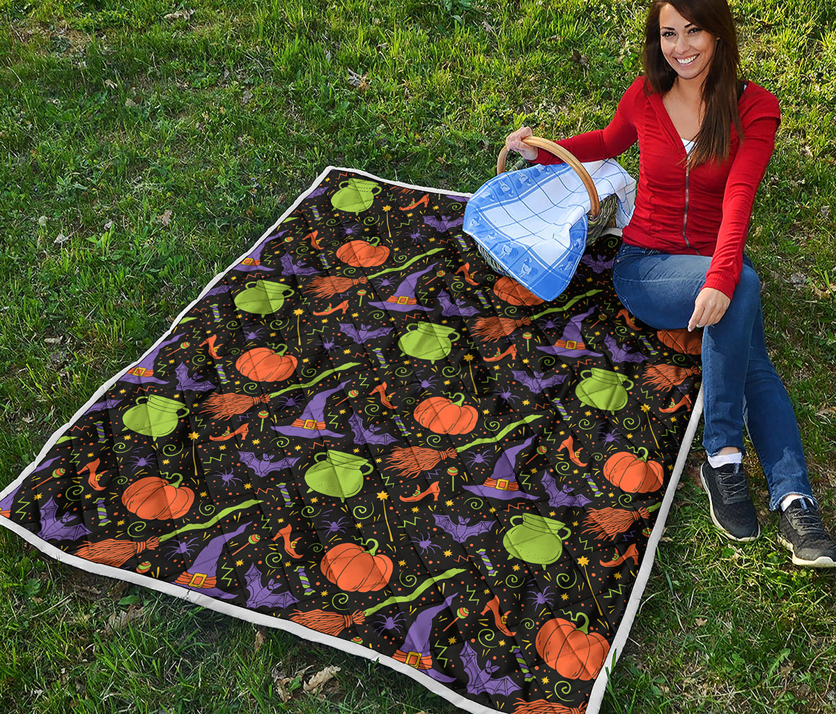 Halloween Wizard Pattern Print Quilt