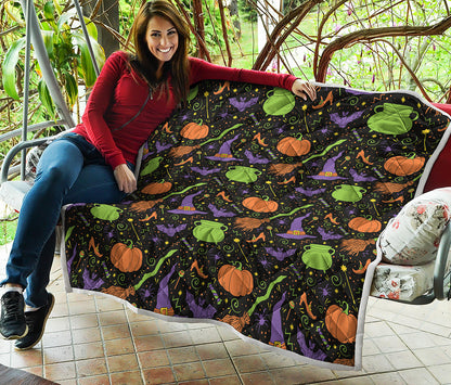 Halloween Wizard Pattern Print Quilt