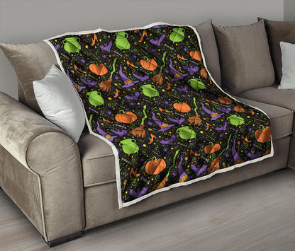 Halloween Wizard Pattern Print Quilt