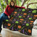 Halloween Wizard Pattern Print Quilt
