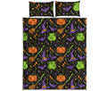 Halloween Wizard Pattern Print Quilt Bed Set