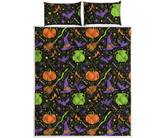 Halloween Wizard Pattern Print Quilt Bed Set