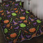 Halloween Wizard Pattern Print Quilt Bed Set