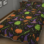 Halloween Wizard Pattern Print Quilt Bed Set