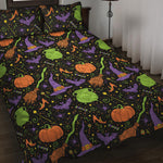 Halloween Wizard Pattern Print Quilt Bed Set