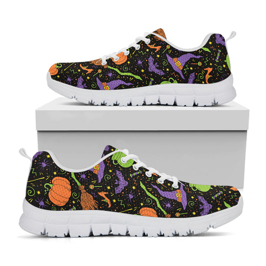 Halloween Wizard Pattern Print White Sneakers