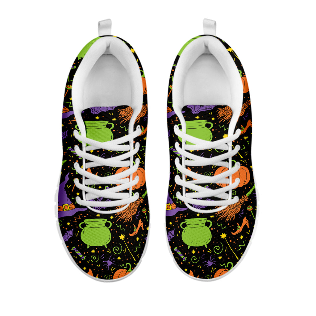 Halloween Wizard Pattern Print White Sneakers
