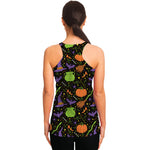 Halloween Wizard Pattern Print Women's Racerback Tank Top