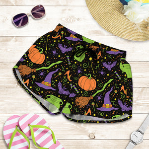 Halloween Wizard Pattern Print Women's Shorts