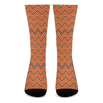 Halloween Zig Zag Pattern Print Crew Socks