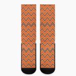 Halloween Zig Zag Pattern Print Crew Socks