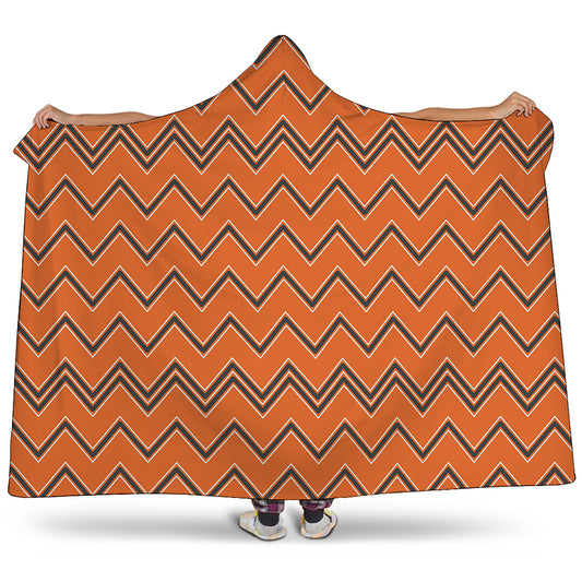 Halloween Zig Zag Pattern Print Hooded Blanket