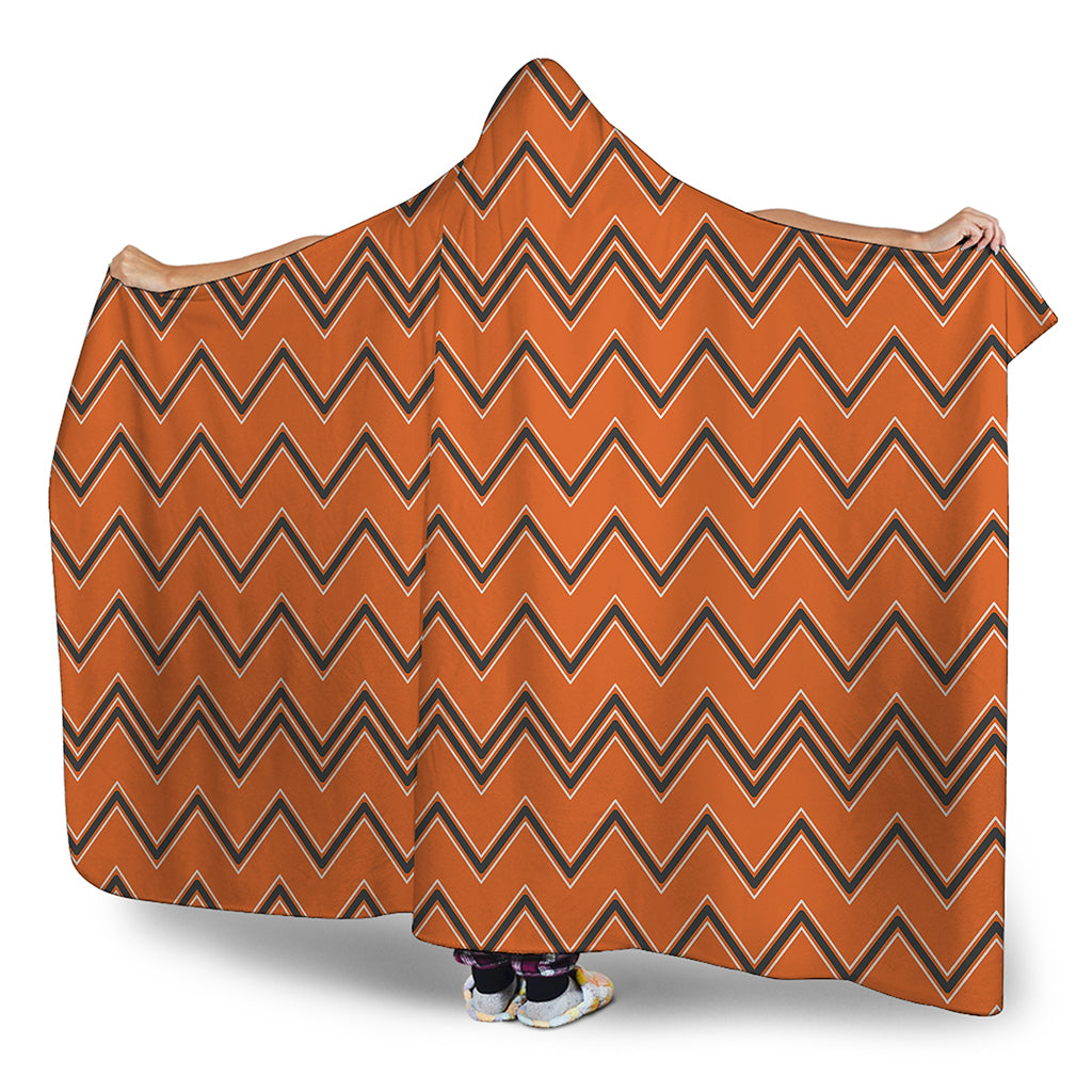 Halloween Zig Zag Pattern Print Hooded Blanket