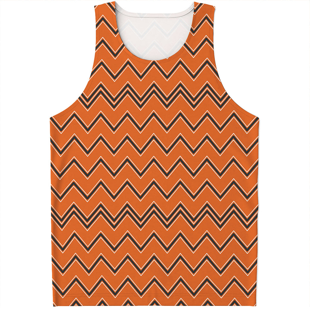 Halloween Zig Zag Pattern Print Men's Tank Top