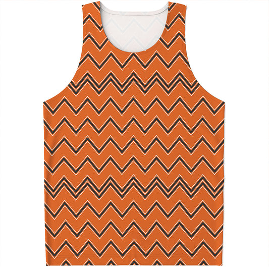Halloween Zig Zag Pattern Print Men's Tank Top