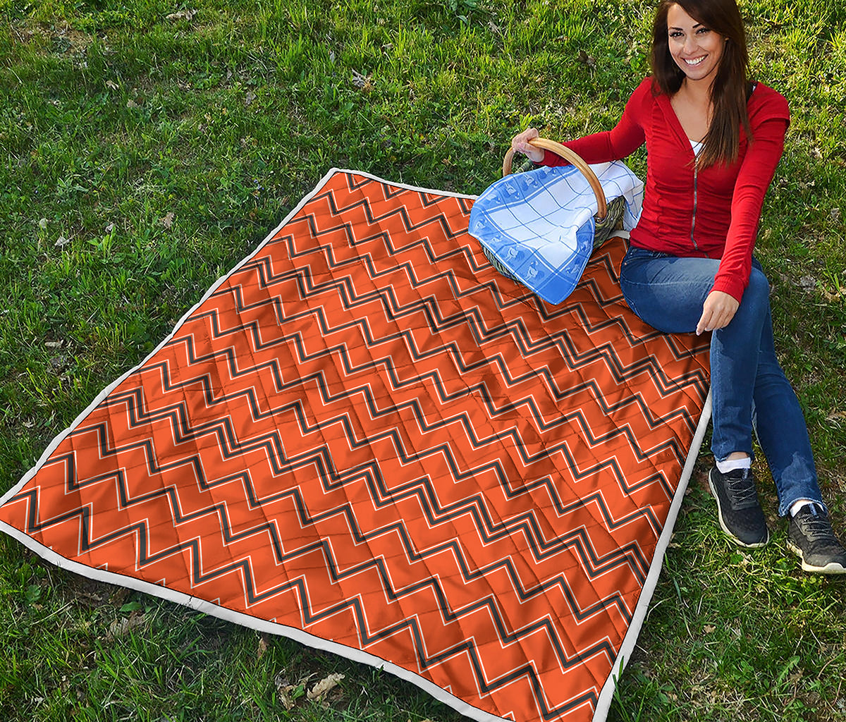 Halloween Zig Zag Pattern Print Quilt