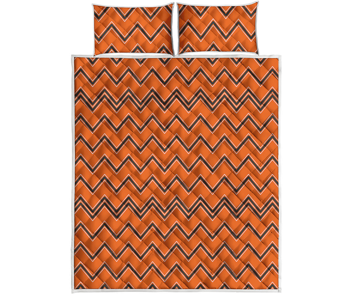 Halloween Zig Zag Pattern Print Quilt Bed Set