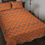 Halloween Zig Zag Pattern Print Quilt Bed Set
