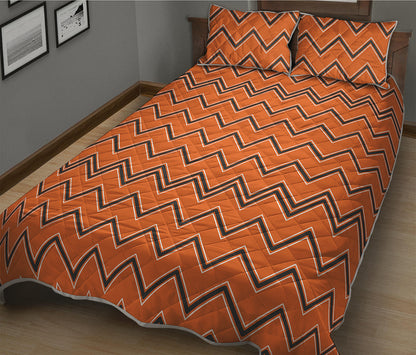 Halloween Zig Zag Pattern Print Quilt Bed Set