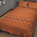 Halloween Zig Zag Pattern Print Quilt Bed Set