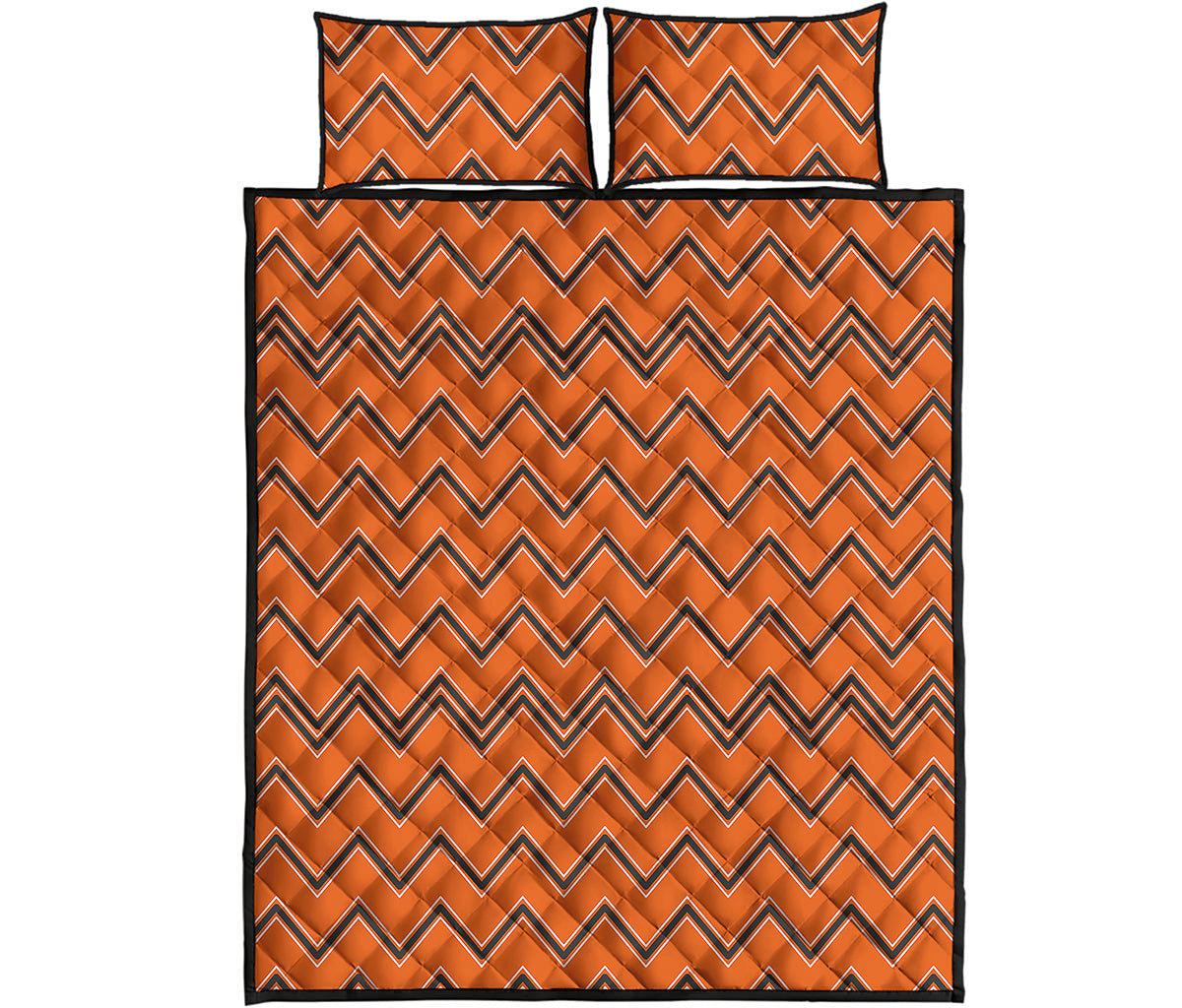 Halloween Zig Zag Pattern Print Quilt Bed Set