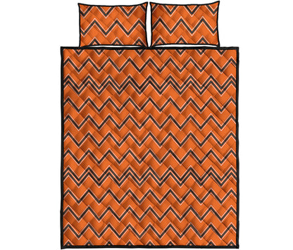 Halloween Zig Zag Pattern Print Quilt Bed Set