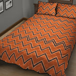 Halloween Zig Zag Pattern Print Quilt Bed Set