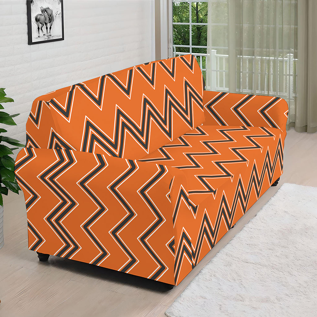 Halloween Zig Zag Pattern Print Sofa Cover