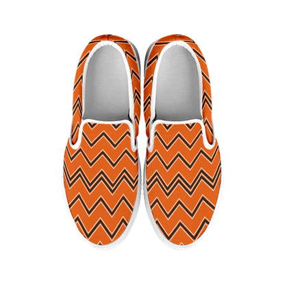 Halloween Zig Zag Pattern Print White Slip On Shoes
