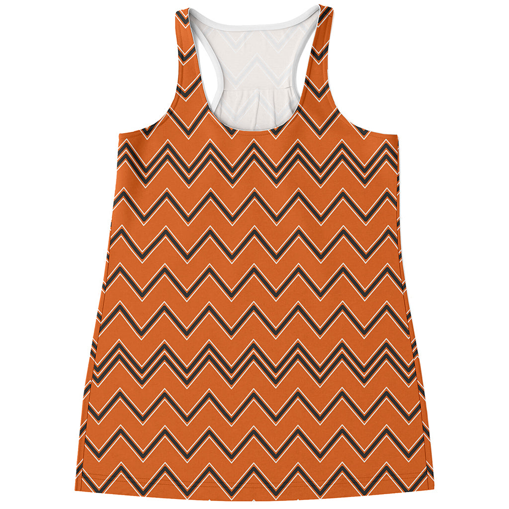 Halloween Zig Zag Pattern Print Women's Racerback Tank Top