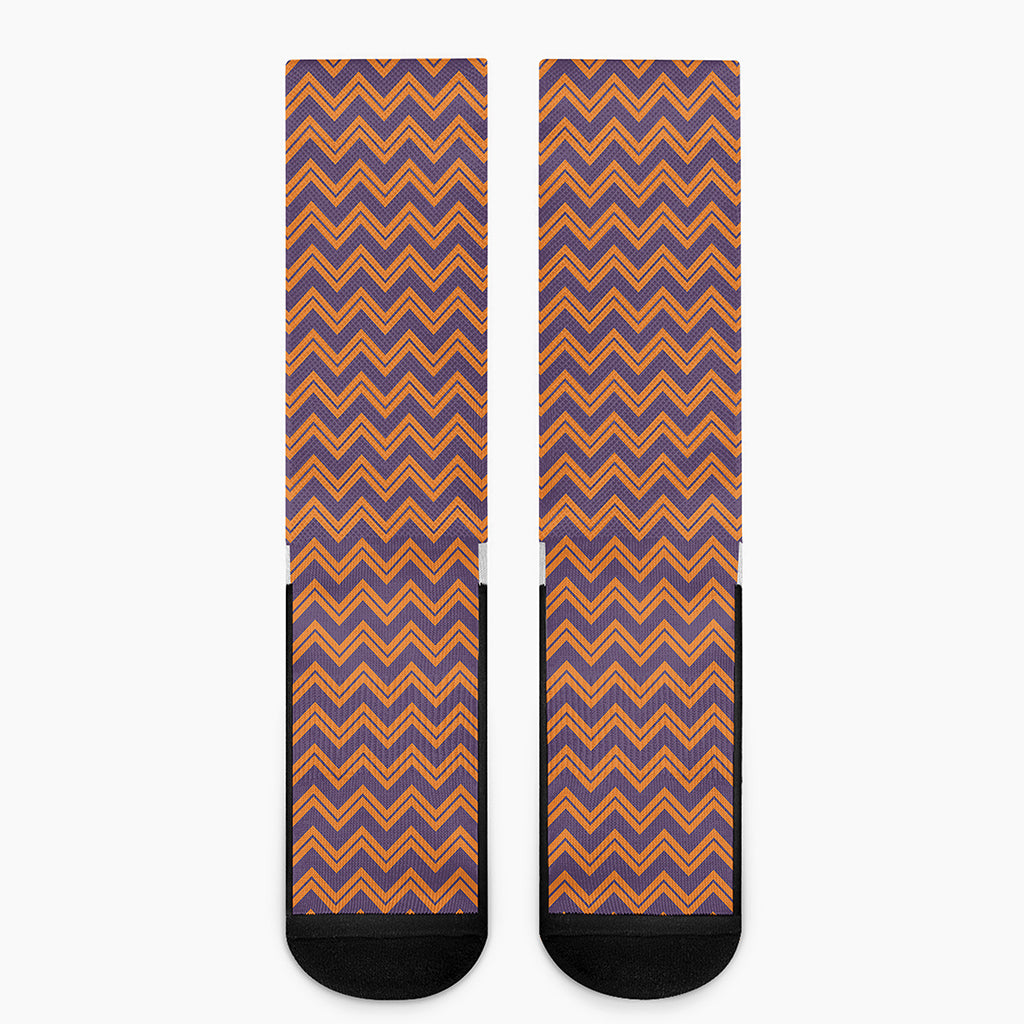 Halloween Zigzag Pattern Print Crew Socks