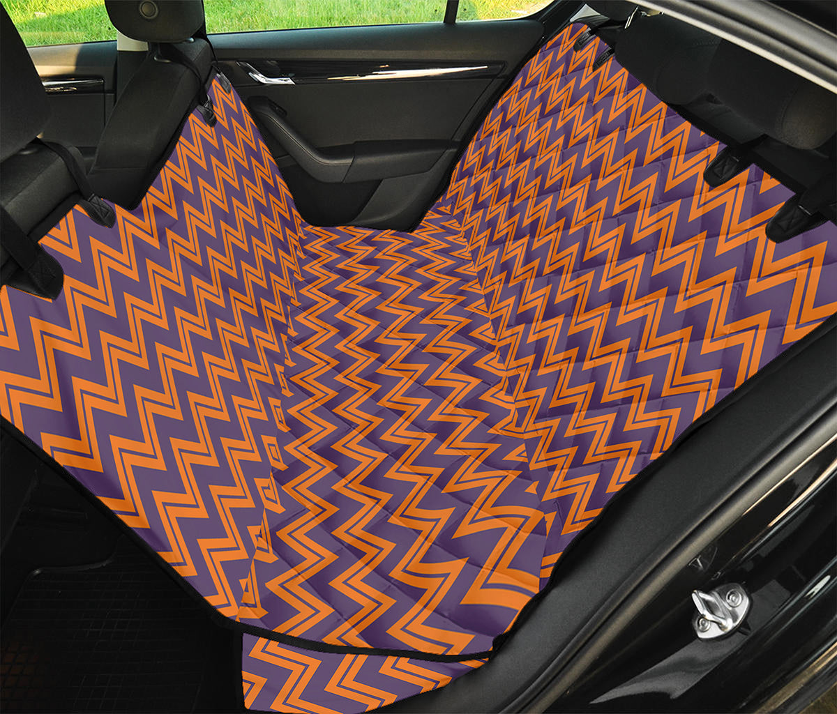 Halloween Zigzag Pattern Print Pet Car Back Seat Cover