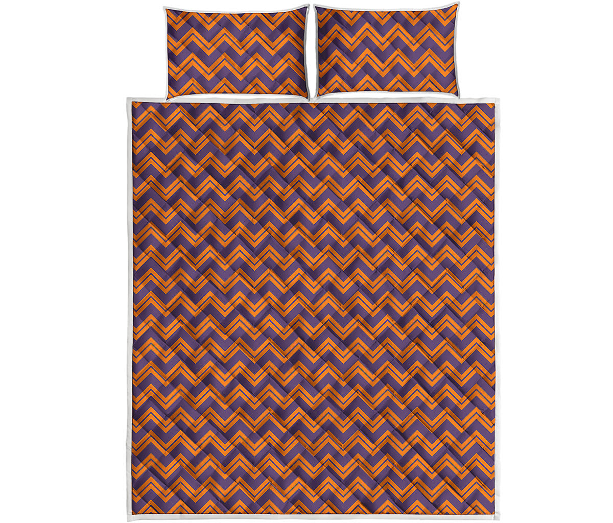 Halloween Zigzag Pattern Print Quilt Bed Set
